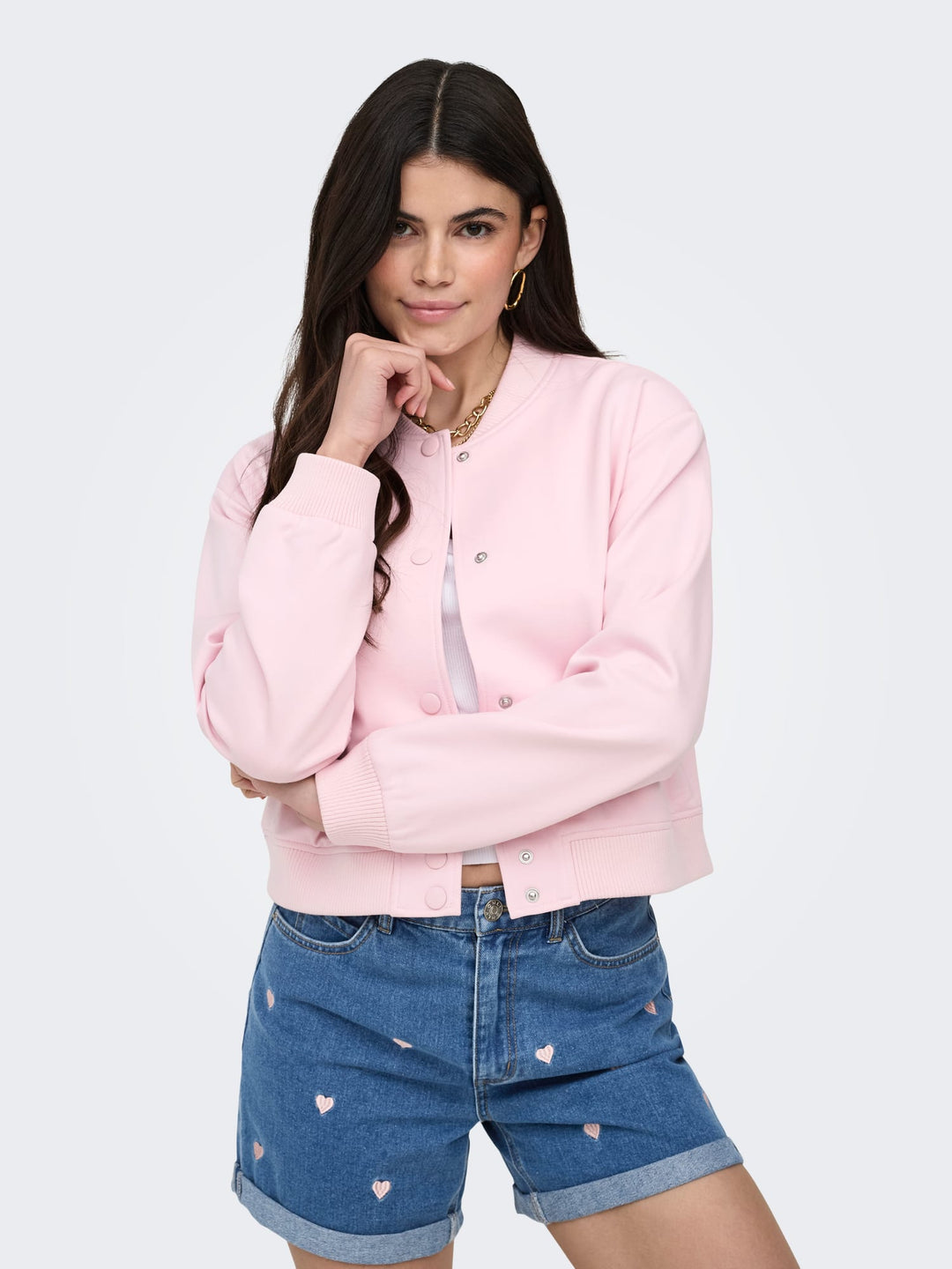 Only ONLPOPTRASH L/S SHORT BOMBER PNT - dames jack - Fuchsia