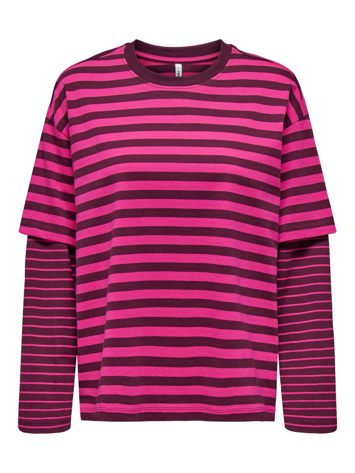Only 15387312 Freja T-shirt lange mouw roze dessin