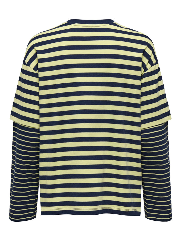 Only 15387312 Freja T-shirt lange mouw blauw dessin