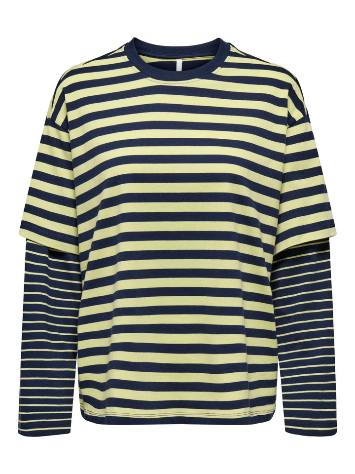 Only 15387312 Freja T-shirt lange mouw blauw dessin