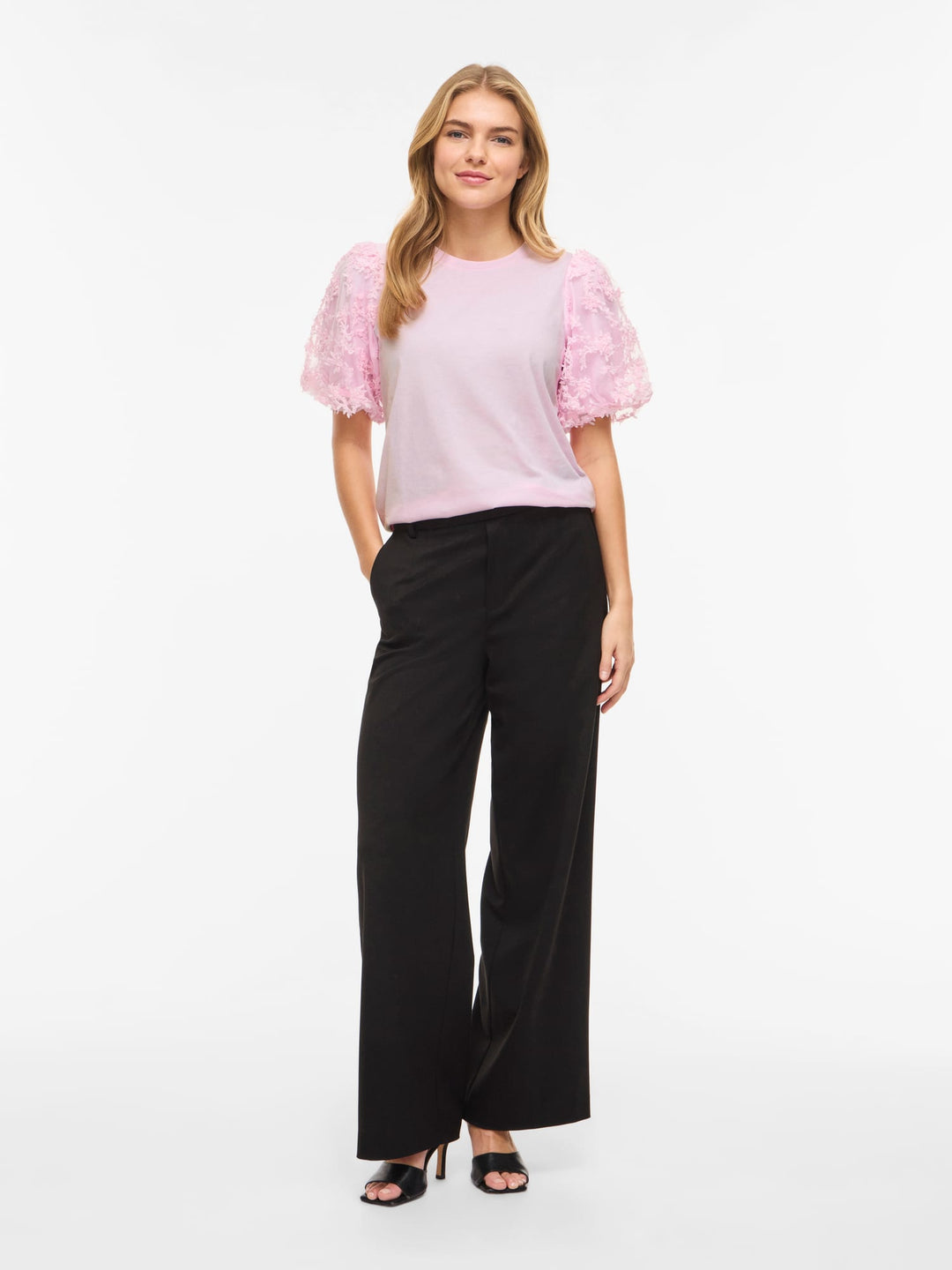 Vila VIONESCA O-NECK S/S TOP roze – dames top