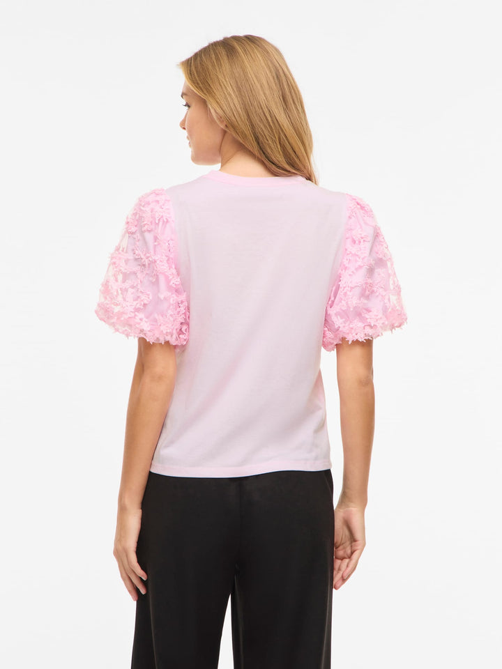 Vila VIONESCA O-NECK S/S TOP roze – dames top