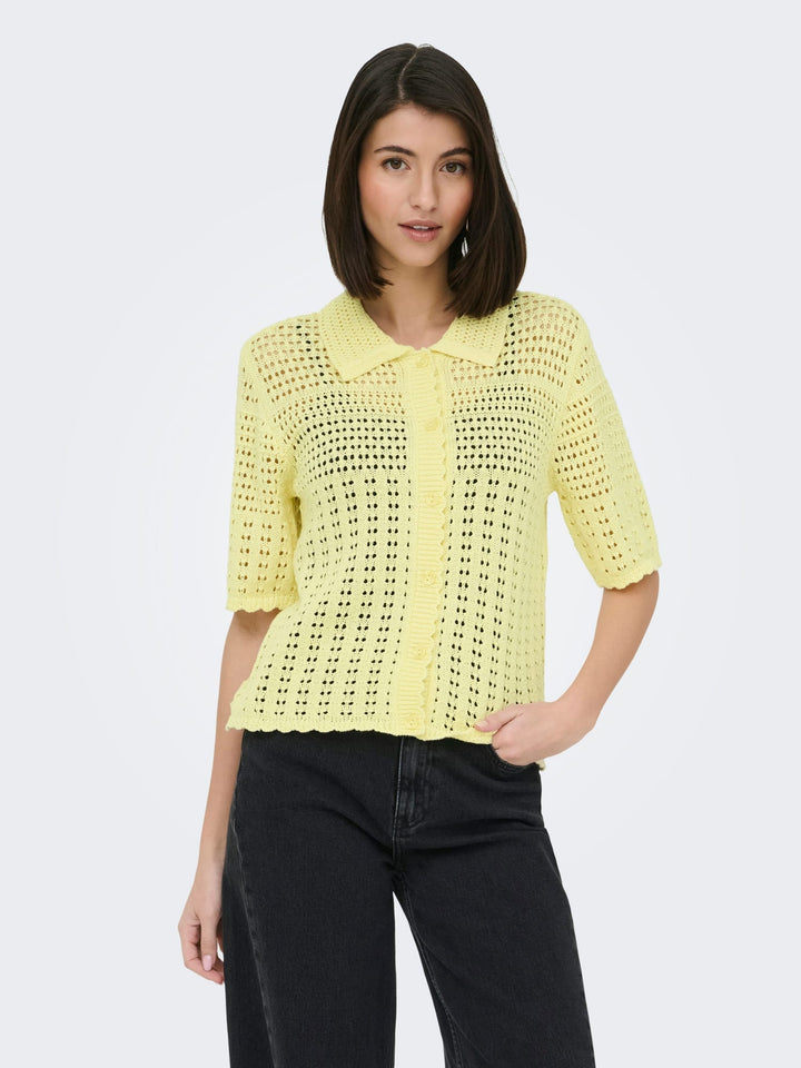 Jacqueline de Yong Robin vest gebreid dames - geel