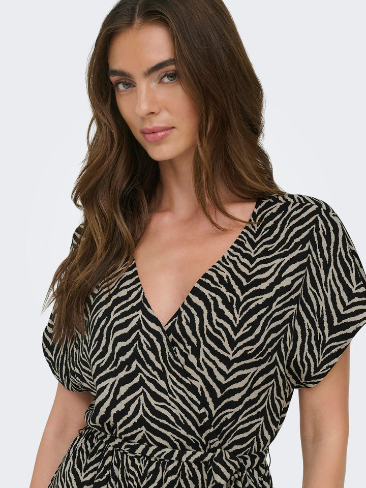 Only 15357778 Zilla jurk midi dames zwart dessin