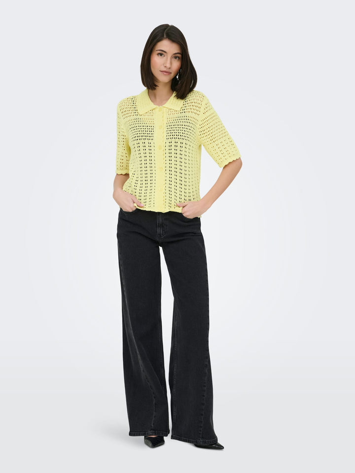 Jacqueline de Yong Robin vest gebreid dames - geel
