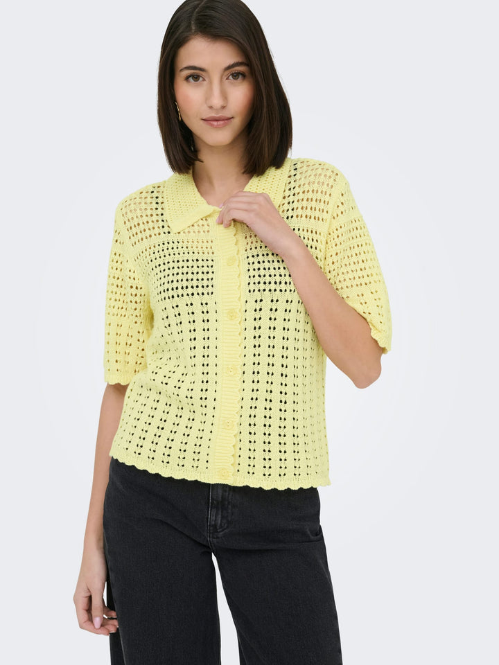 Jacqueline de Yong Robin vest gebreid dames - geel