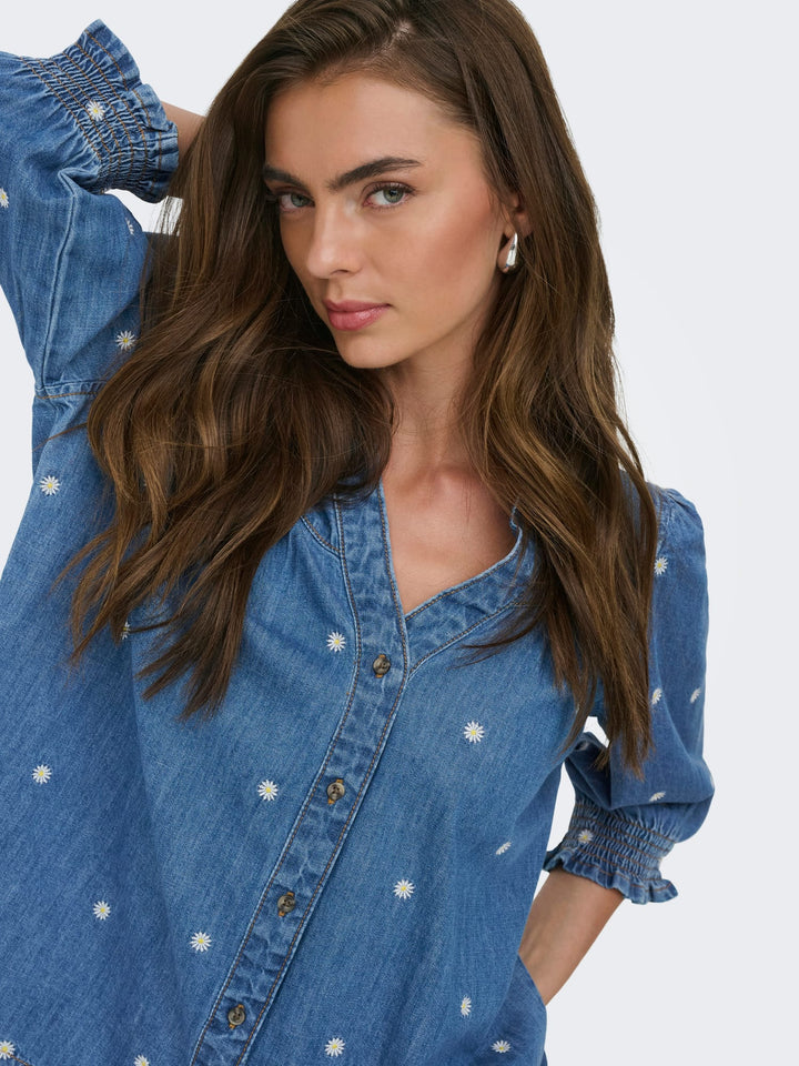 Only Raya denim blouse – dames - Blue Denim