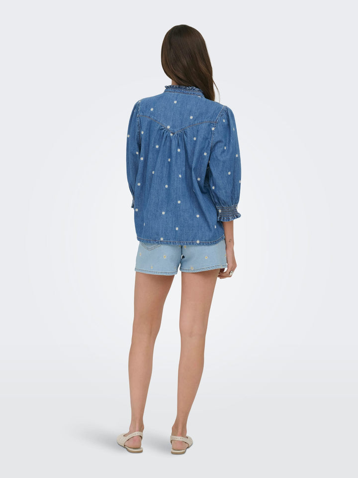 Only Raya denim blouse – dames - Blue Denim