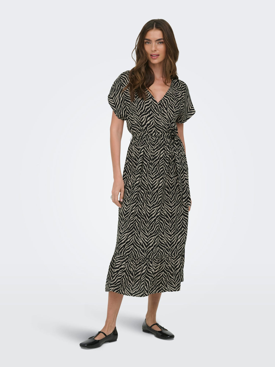 Only 15357778 Zilla jurk midi dames zwart dessin