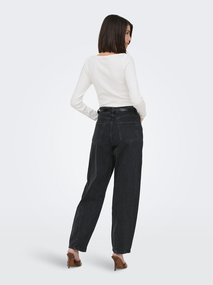 Only 15391740 Suzie jeans low croth-baggy fit black denim - L32
