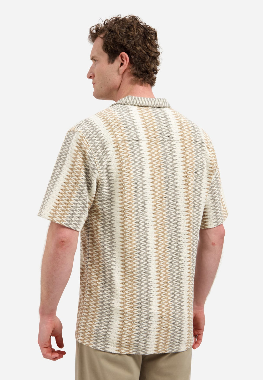 No Excess overhemd k/m zand dessin – heren