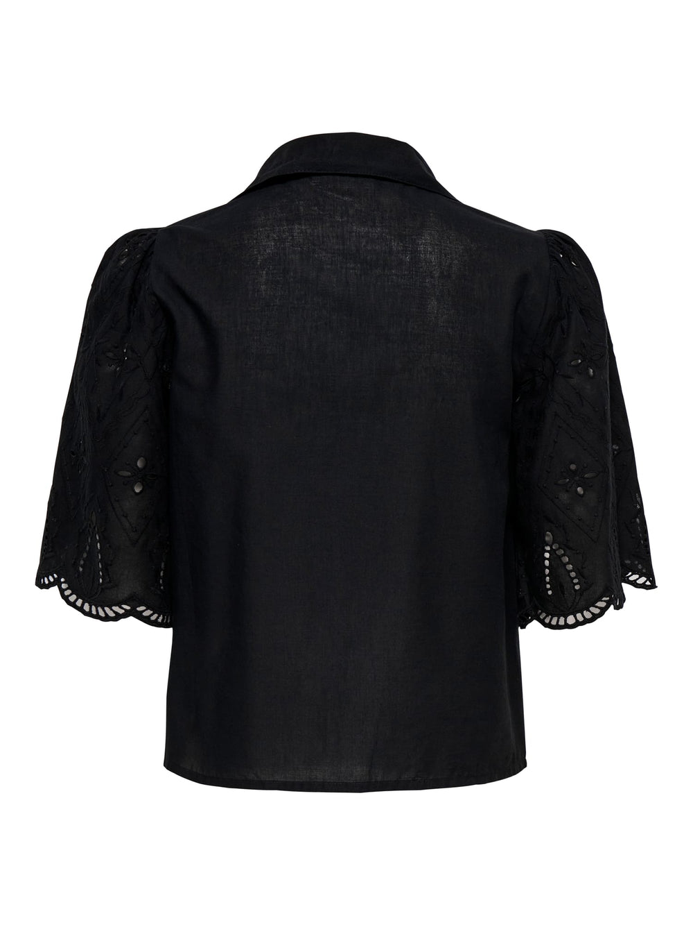 Only ONLFRANI S/S EMB BOW TOP zwart – dames top