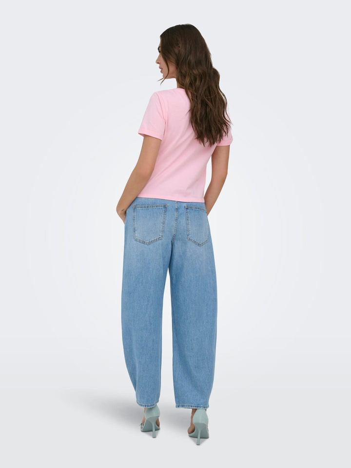 Only ONLDORA S/S Knot T-shirt licht roze – dames