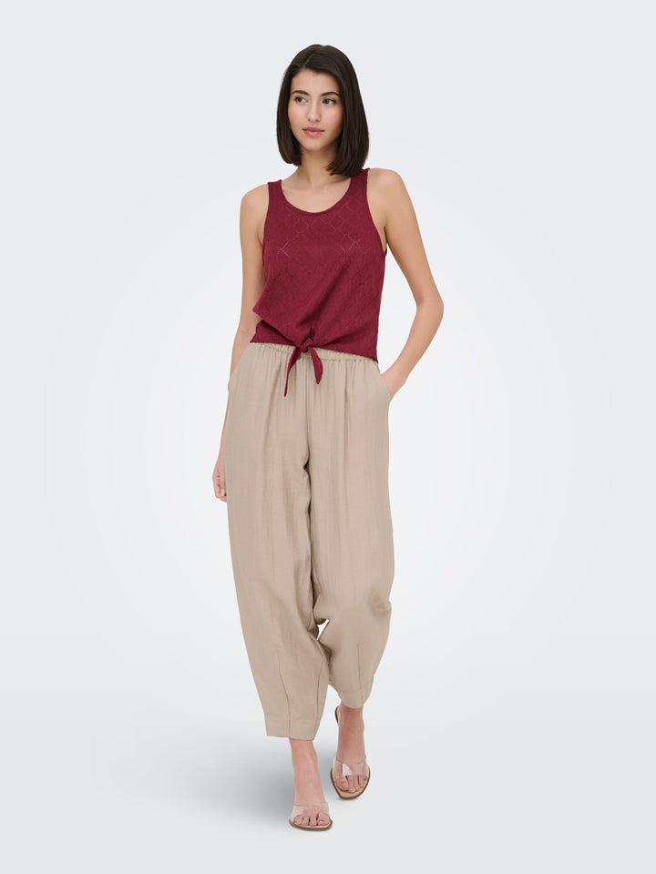 Jacqueline de Yong JDYVIOLA LIFE S/L KNOT TOP - dames top - Rood Dessin