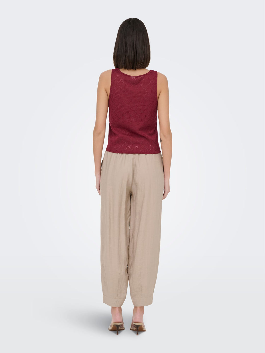 Jacqueline de Yong JDYVIOLA LIFE S/L KNOT TOP - dames top - Rood Dessin