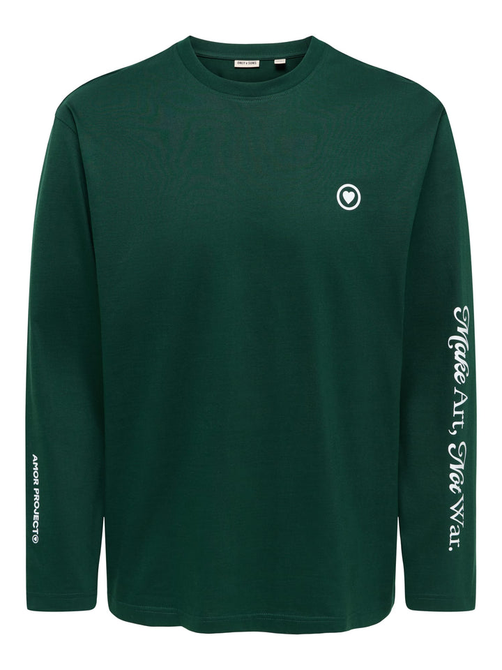 ONLY & SONS 22039981 Fred t-shirt l/m donkergroen – heren