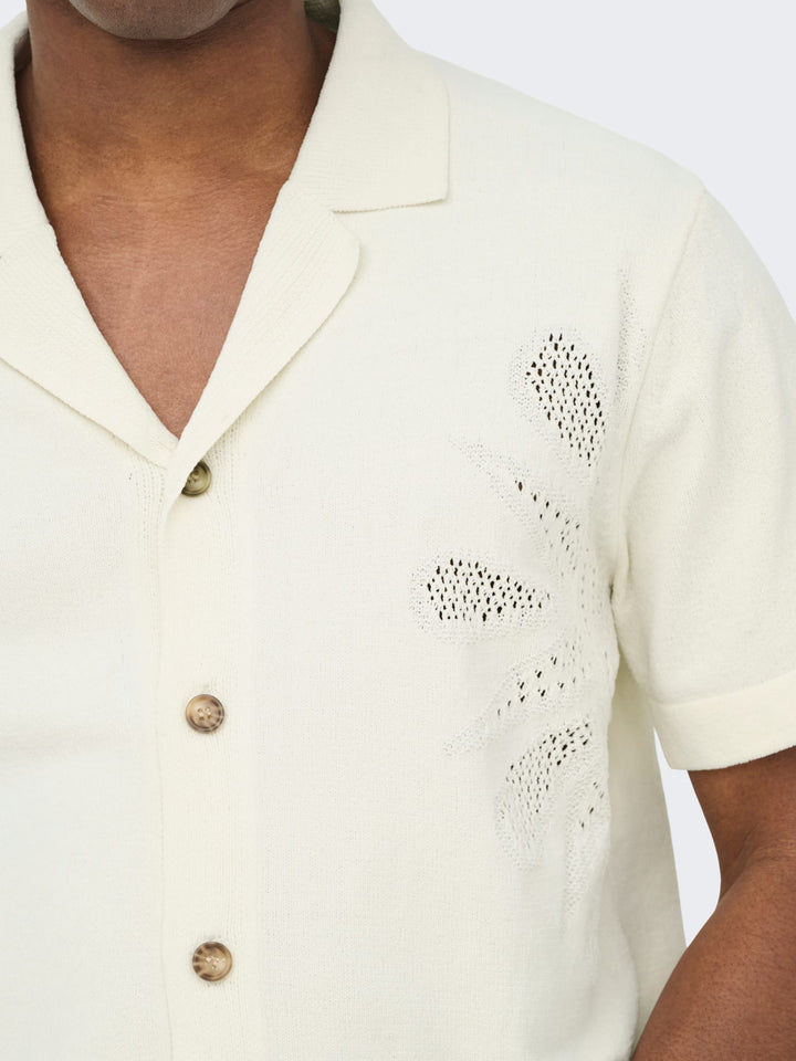 ONLY & SONS ONSJAM LIFE REG SS SHIRT KNIT – heren - Off-white