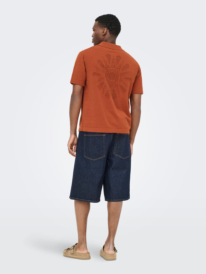 ONLY & SONS ONSJAM LIFE REG SS SHIRT KNIT – heren - Brique