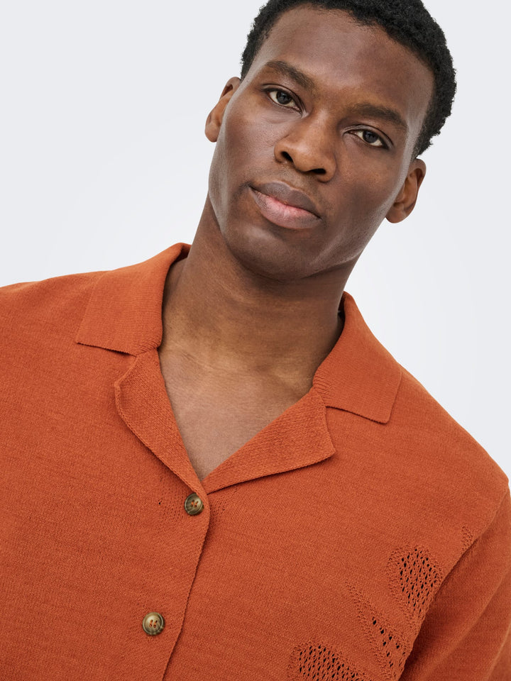 ONLY & SONS ONSJAM LIFE REG SS SHIRT KNIT – heren - Brique