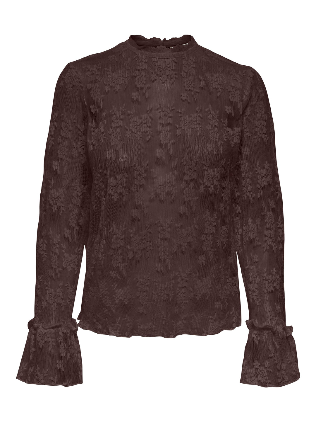 Only ONLCRISMA L/S O-NECK TOP WVN bruin - dames blouse