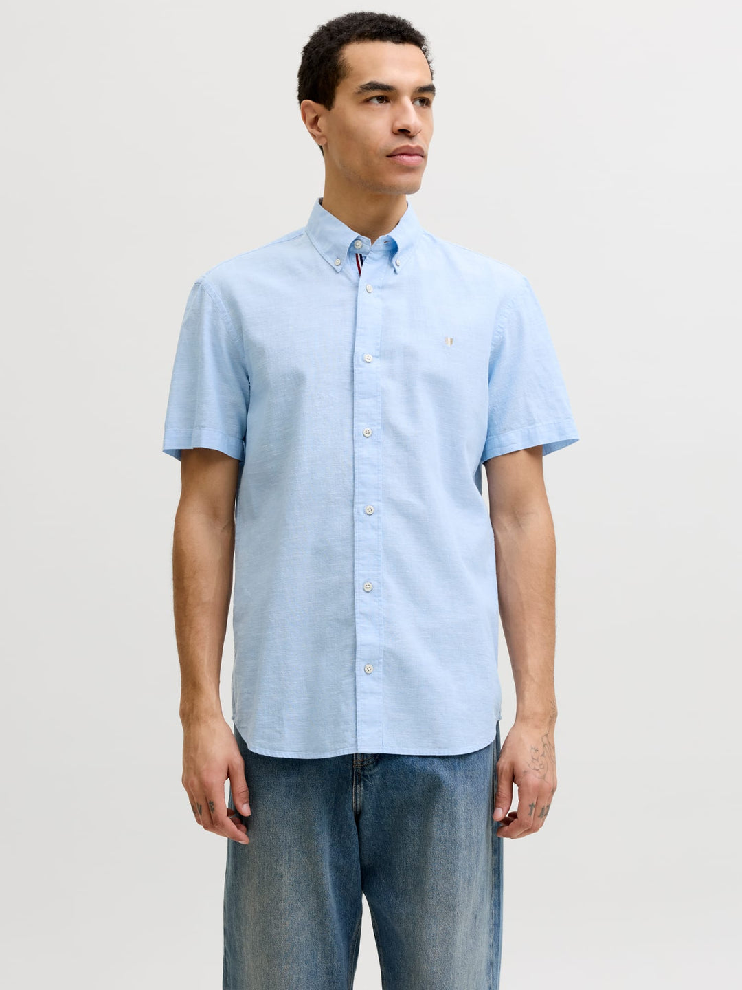 Jack &amp; Jones 12295803 overhemd k/m lichtblauw – heren