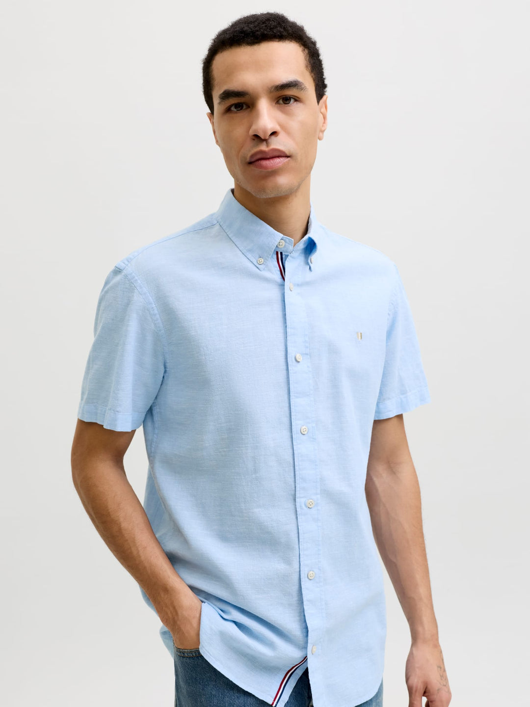 Jack &amp; Jones 12295803 overhemd k/m lichtblauw – heren