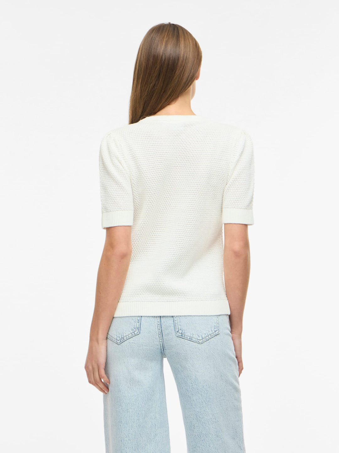 Vila VIDALO O-NECK S/S KNIT TOP – dames top - Off-white