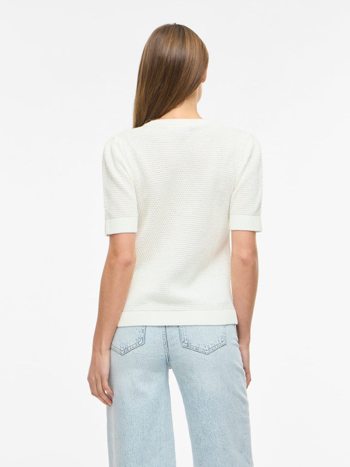 Vila VIDALO O-NECK S/S KNIT TOP – dames top - Off-white