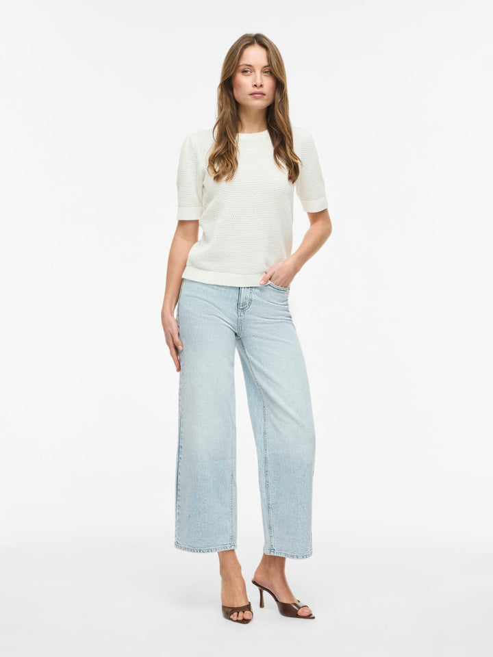 Vila VIDALO O-NECK S/S KNIT TOP – dames top - Off-white