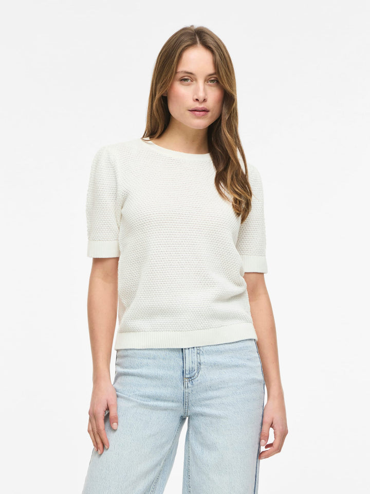 Vila VIDALO O-NECK S/S KNIT TOP – dames top - Off-white