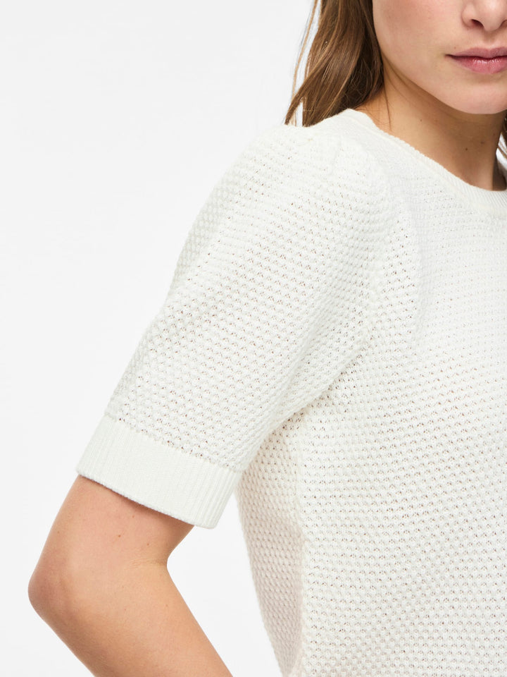 Vila VIDALO O-NECK S/S KNIT TOP – dames top - Off-white