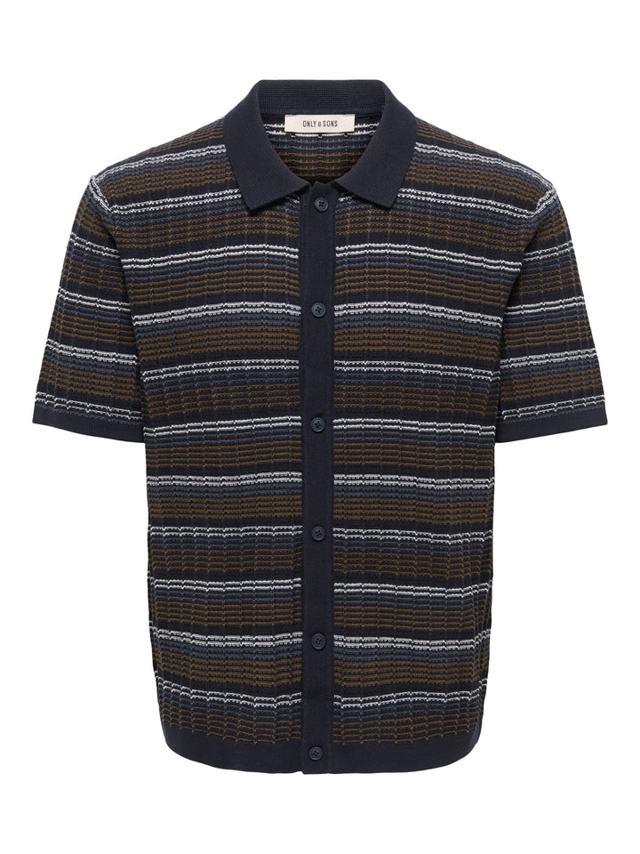 ONLY & SONS Leeds overhemd k/m blauw dessin – heren