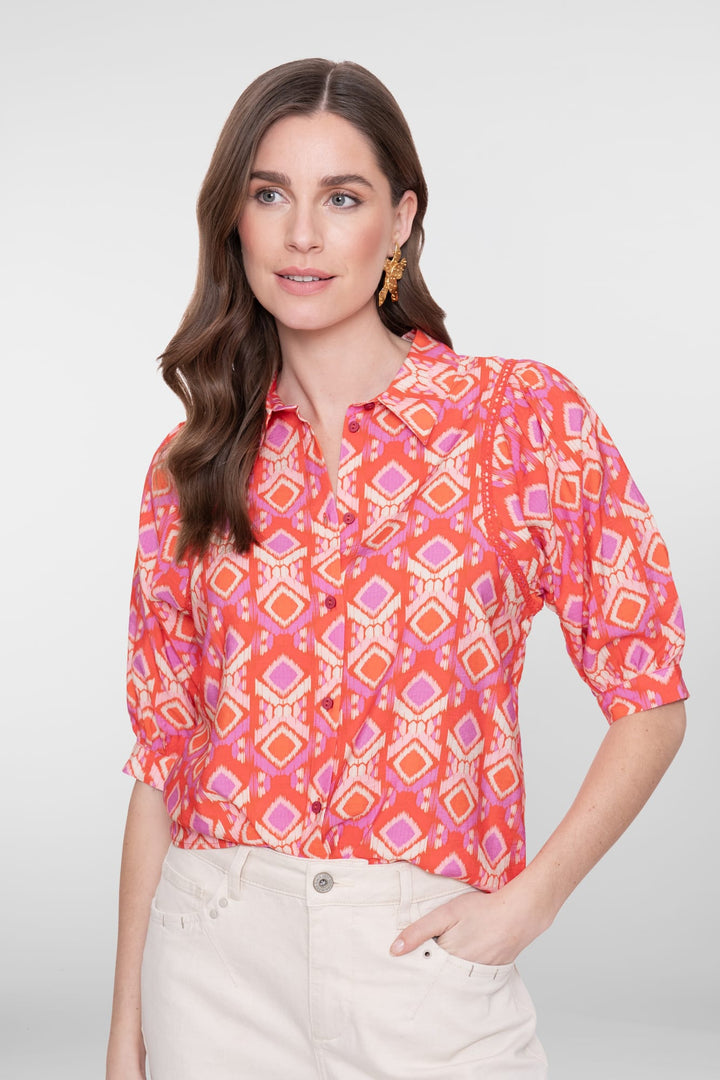 Geisha blouse 63195-20 oranje dessin – dames