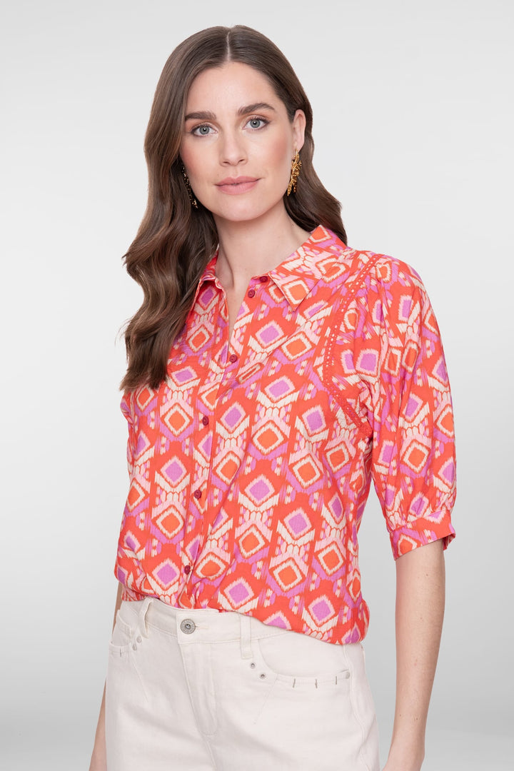 Geisha blouse 63195-20 oranje dessin – dames