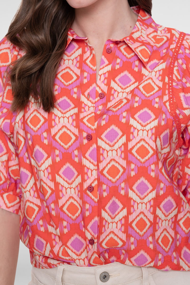 Geisha blouse 63195-20 oranje dessin – dames