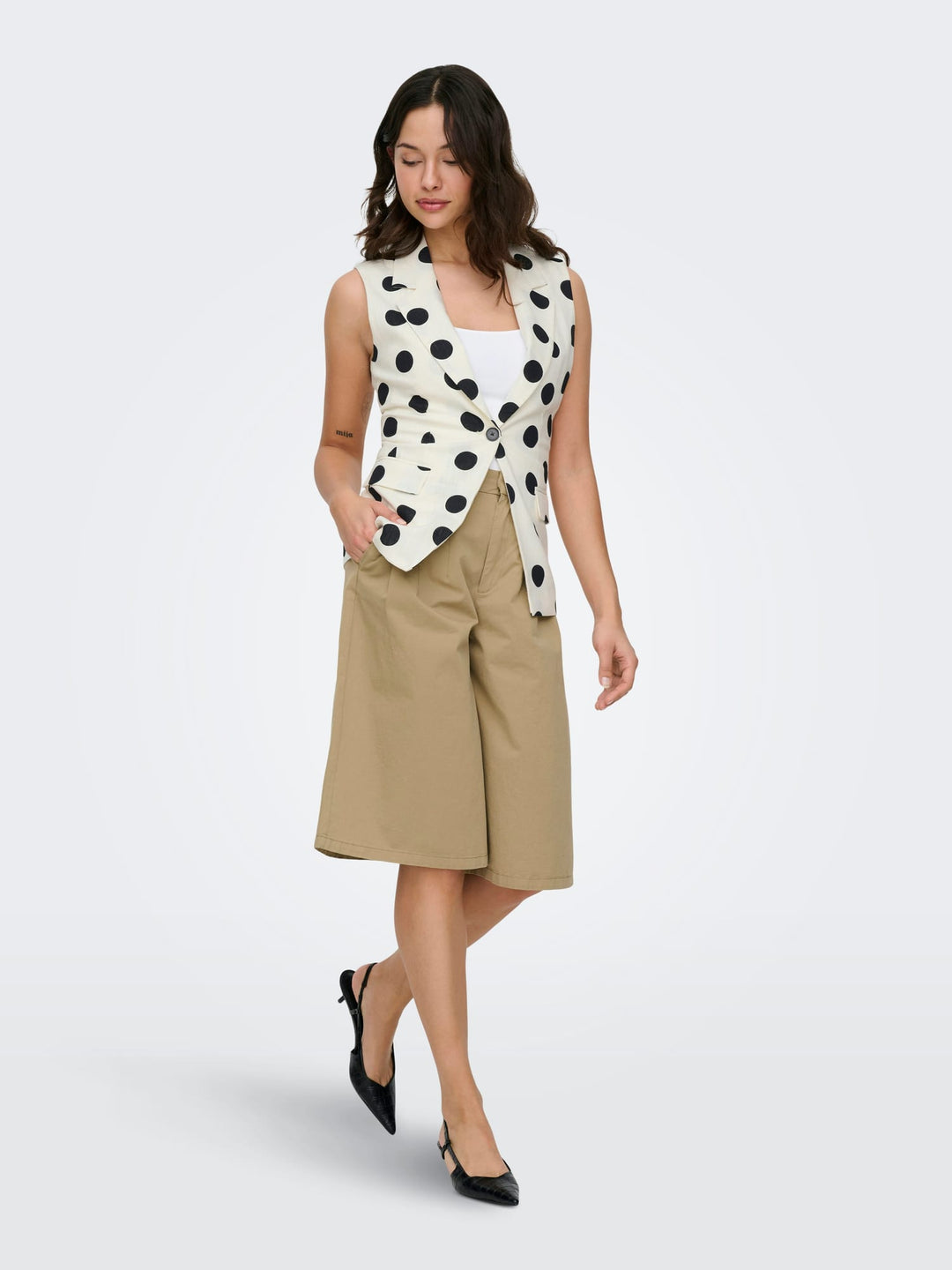 Only 15375017 vest gebreid dames wit dessin