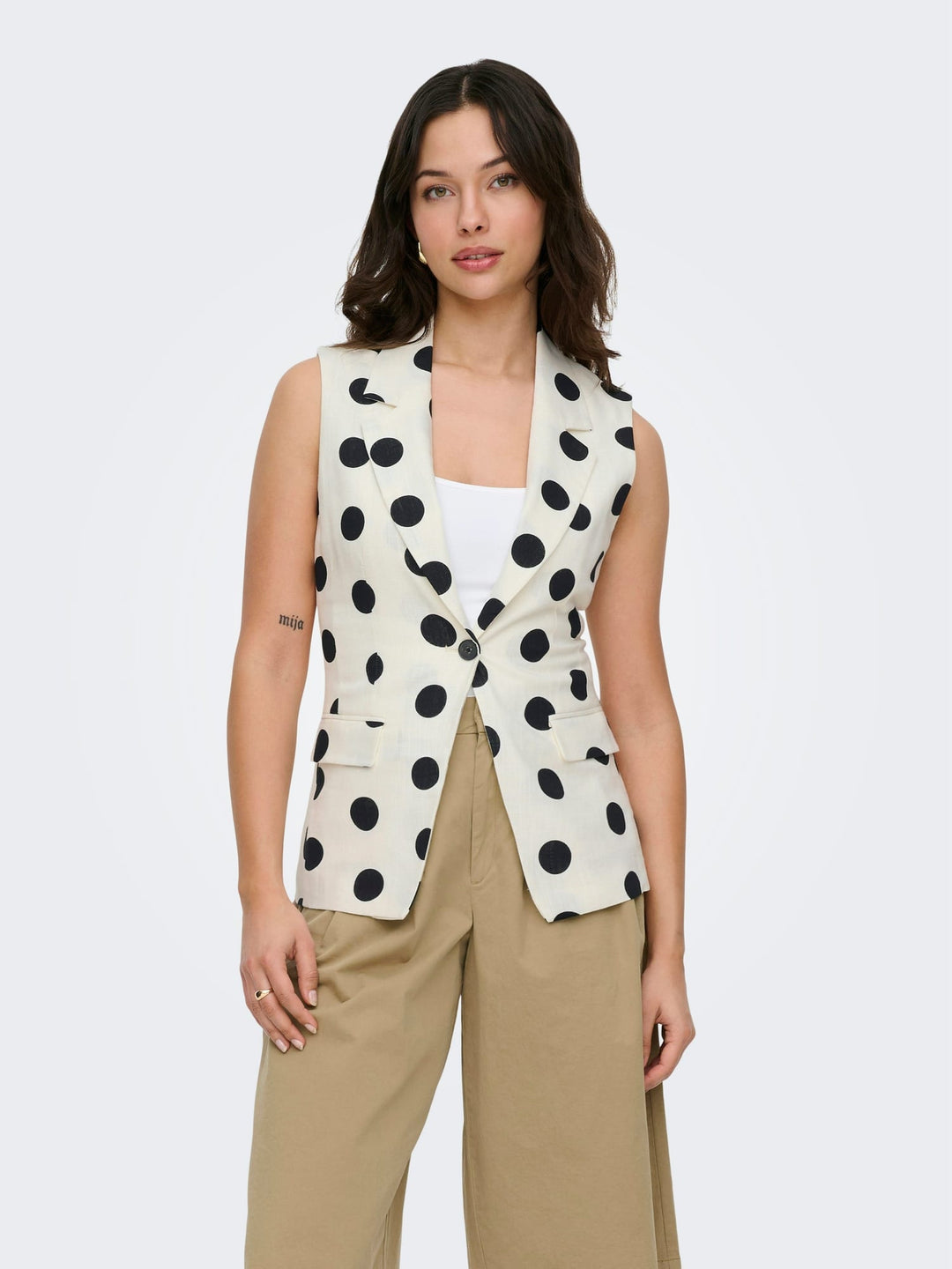 Only vest gebreid dames wit dessin – 15375017