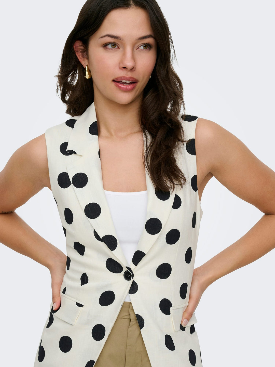 Only vest gebreid dames wit dessin – 15375017