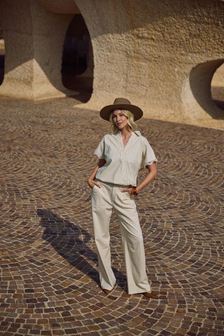 Nukus Eline lange broek dames - beige