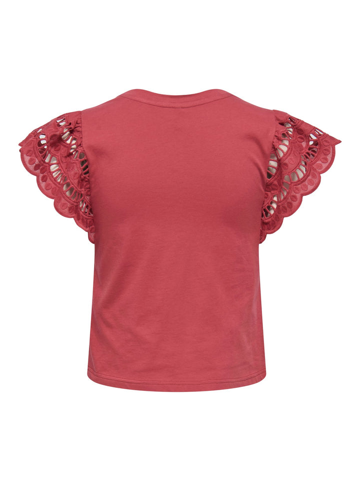 Only ONLMACY S/S O-NECK MIX TOP BOX JRS – dames top - Steenrood
