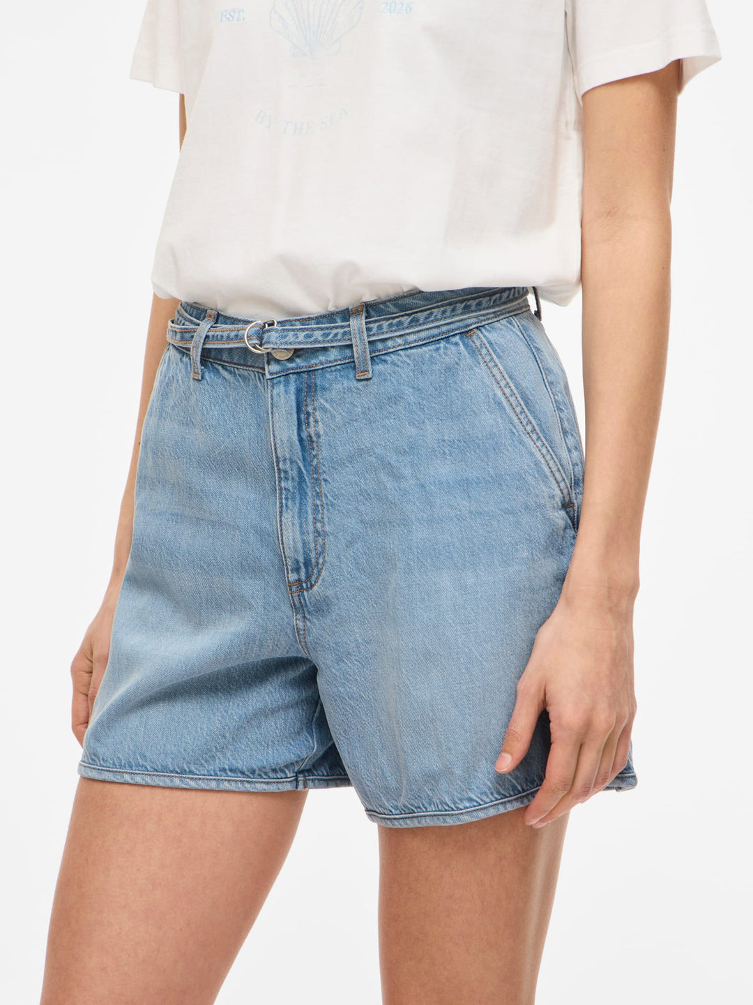Vila 14114222 short denim dames lichtblauw