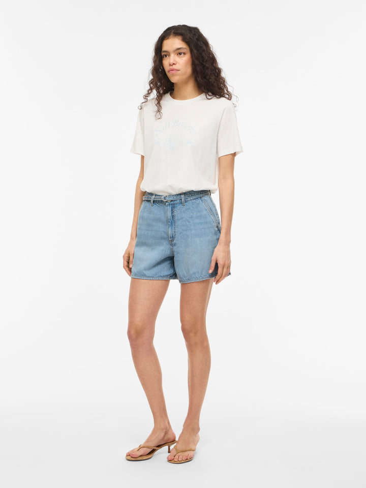 Vila 14114222 short denim dames lichtblauw
