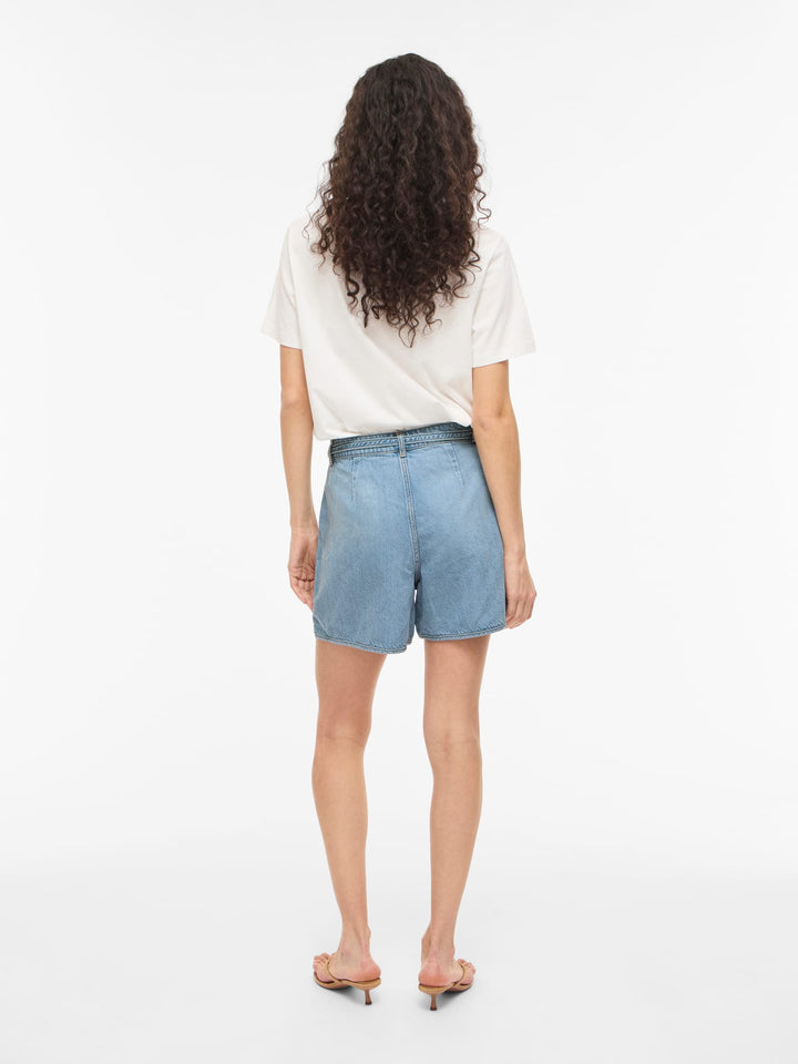 Vila 14114222 short denim dames lichtblauw