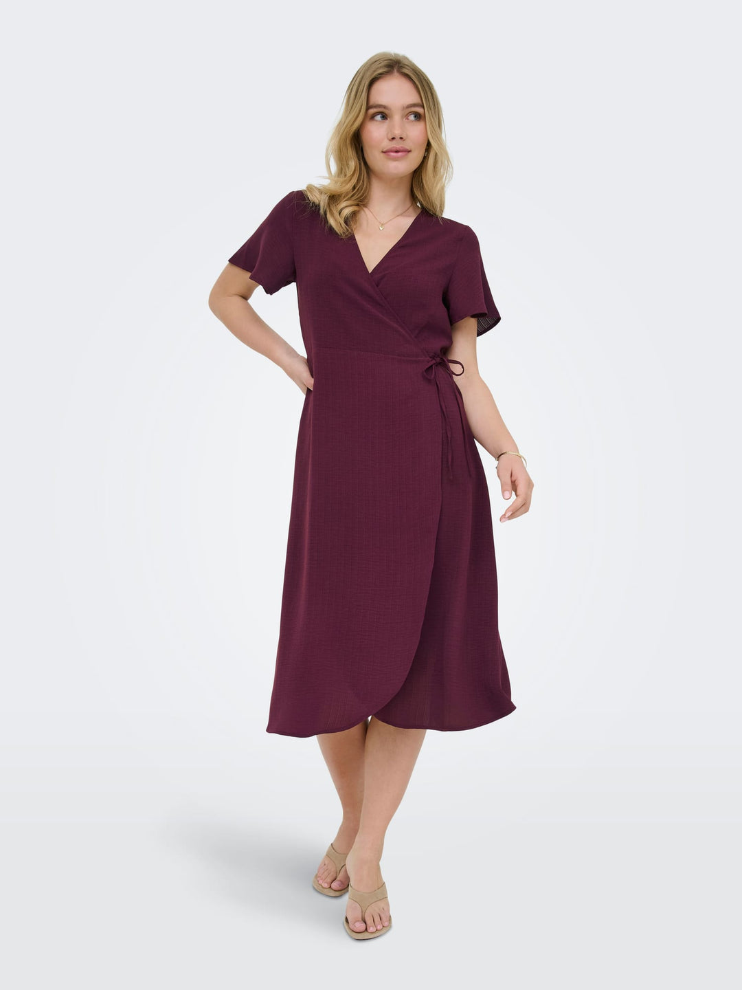Only ONLCALI LIFE S/S WRAP DRESS fuchsia – dames jurk