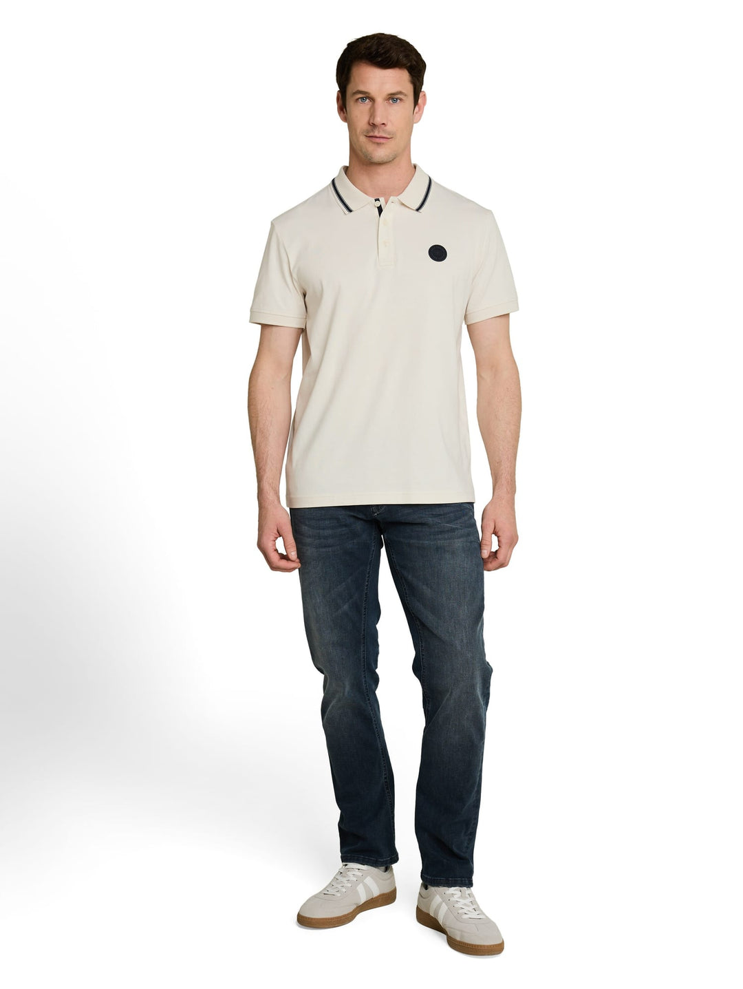 Tom Tailor 1050230 polo k/m heren off-white