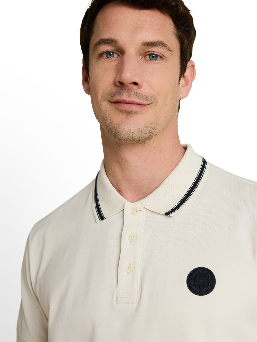 Tom Tailor 1050230 polo k/m heren off-white