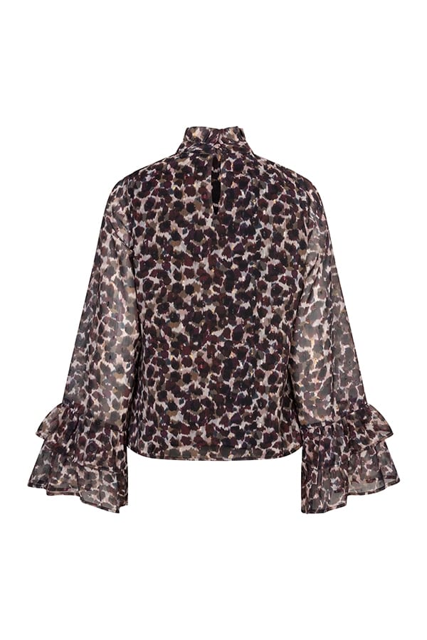 Lofty Manner RK04 - Top Kyla bruin dessin – blouse l/m dames
