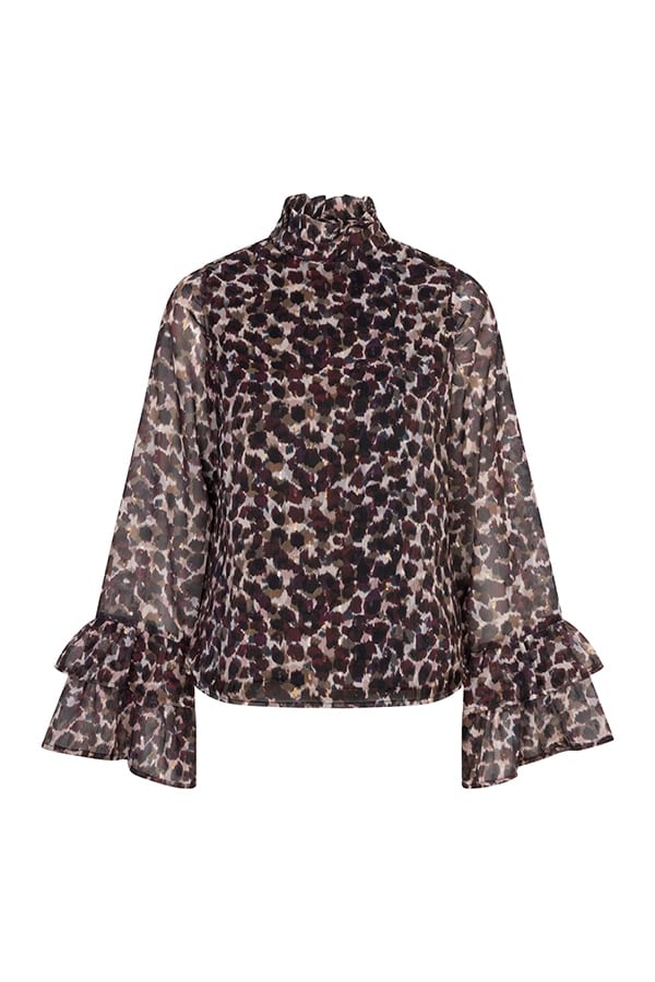Lofty Manner RK04 - Top Kyla bruin dessin – blouse l/m dames