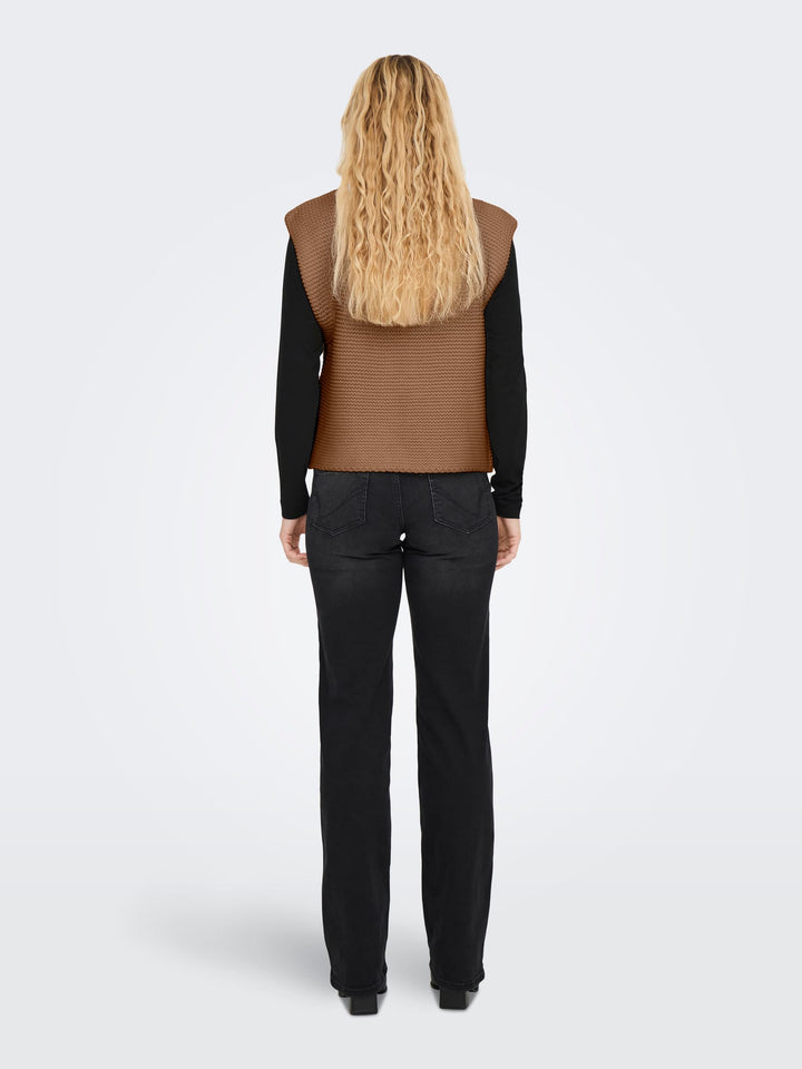 Only Loui gilet gebreid camel – dames
