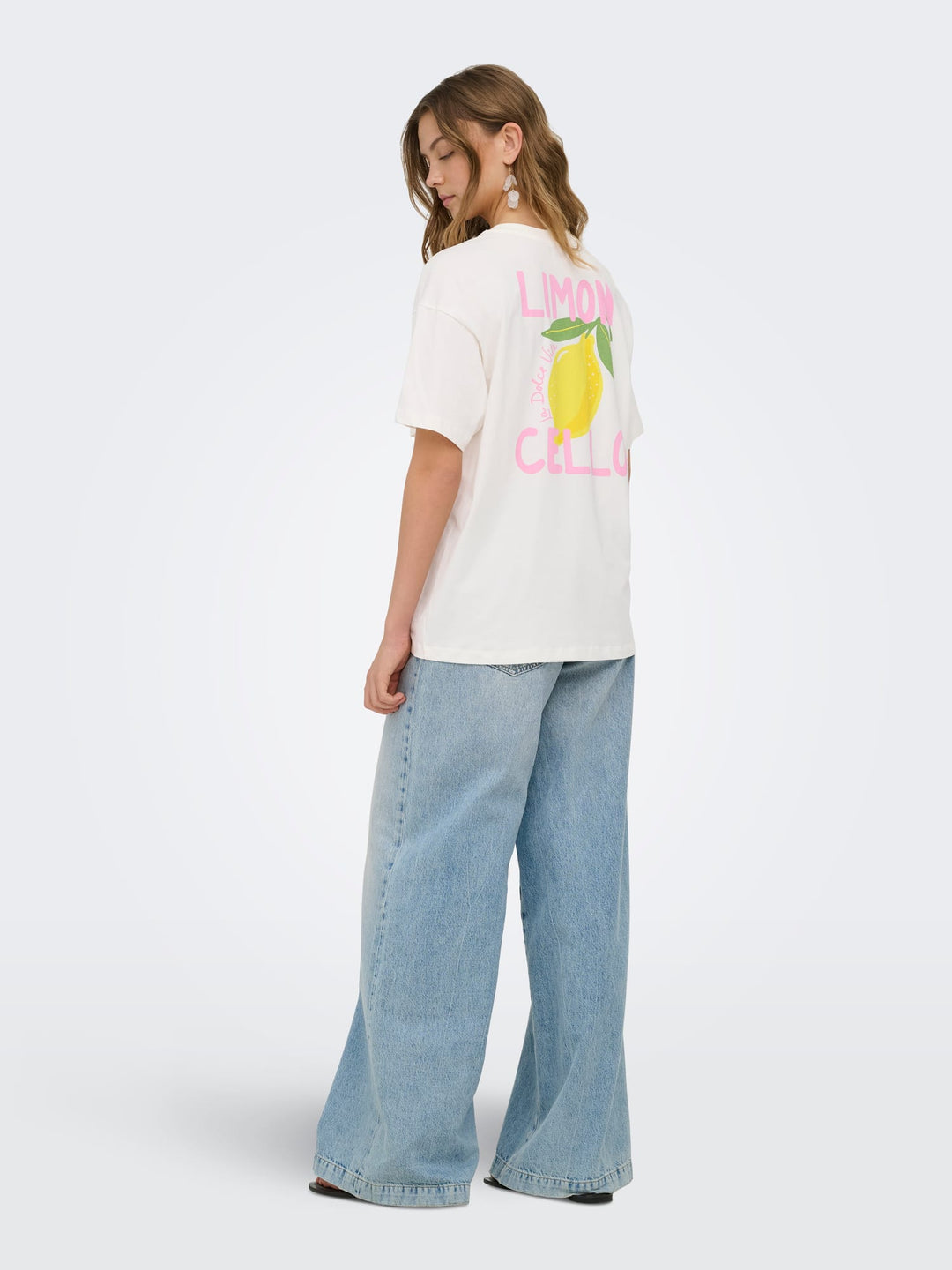 Only ONLELLE S/S Printed Tee CS JRS – dames t-shirt - Wit Dessin